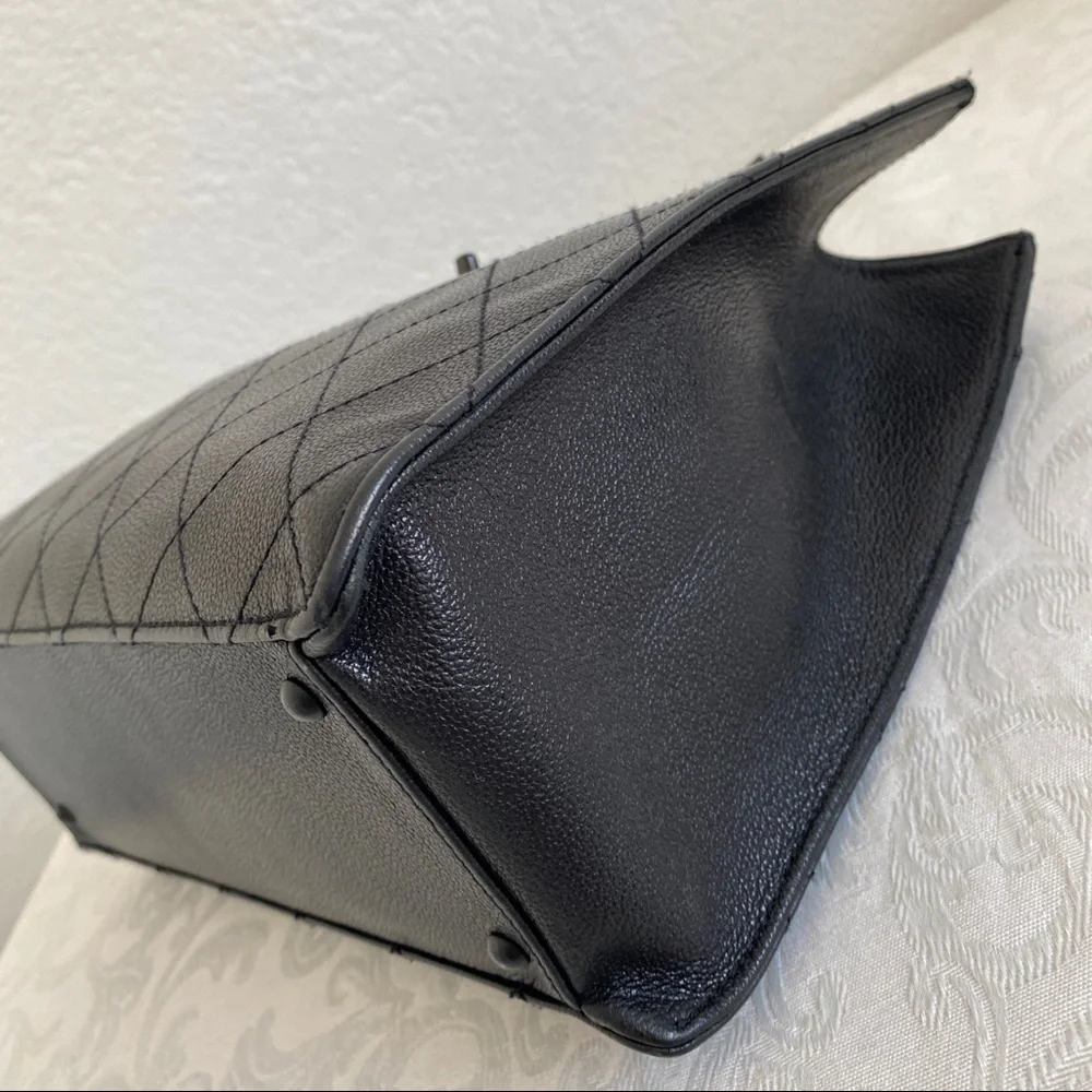 Chanel black quilted leather tote